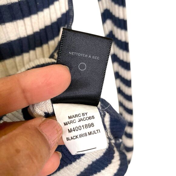 Marc Jacobs Striped Womens XS Long Sleeve Ribbed Sweater Eyelet Open Knit Back - Picture 9 of 12